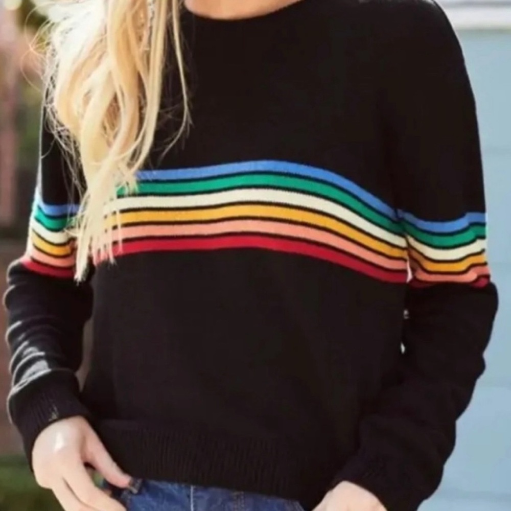 John Galt/Brandy Melville OS rainbow black sweater excellent condition
